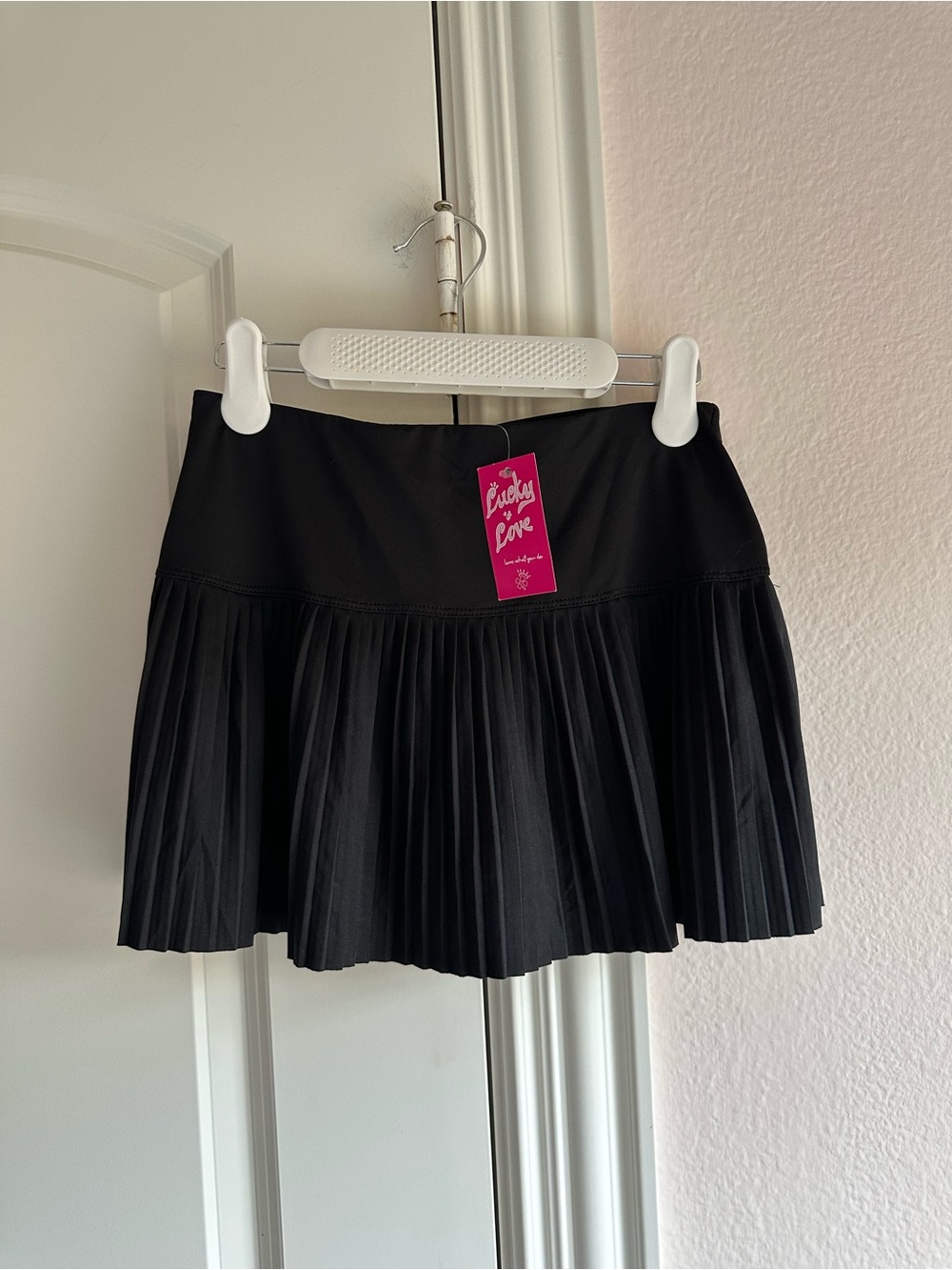 Lucky in Love Black Pleated Skater Skirt